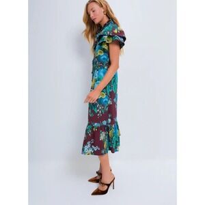 Tucker +‎ Tate Merlot Verdant Floral Alice Midi Dress Shirt